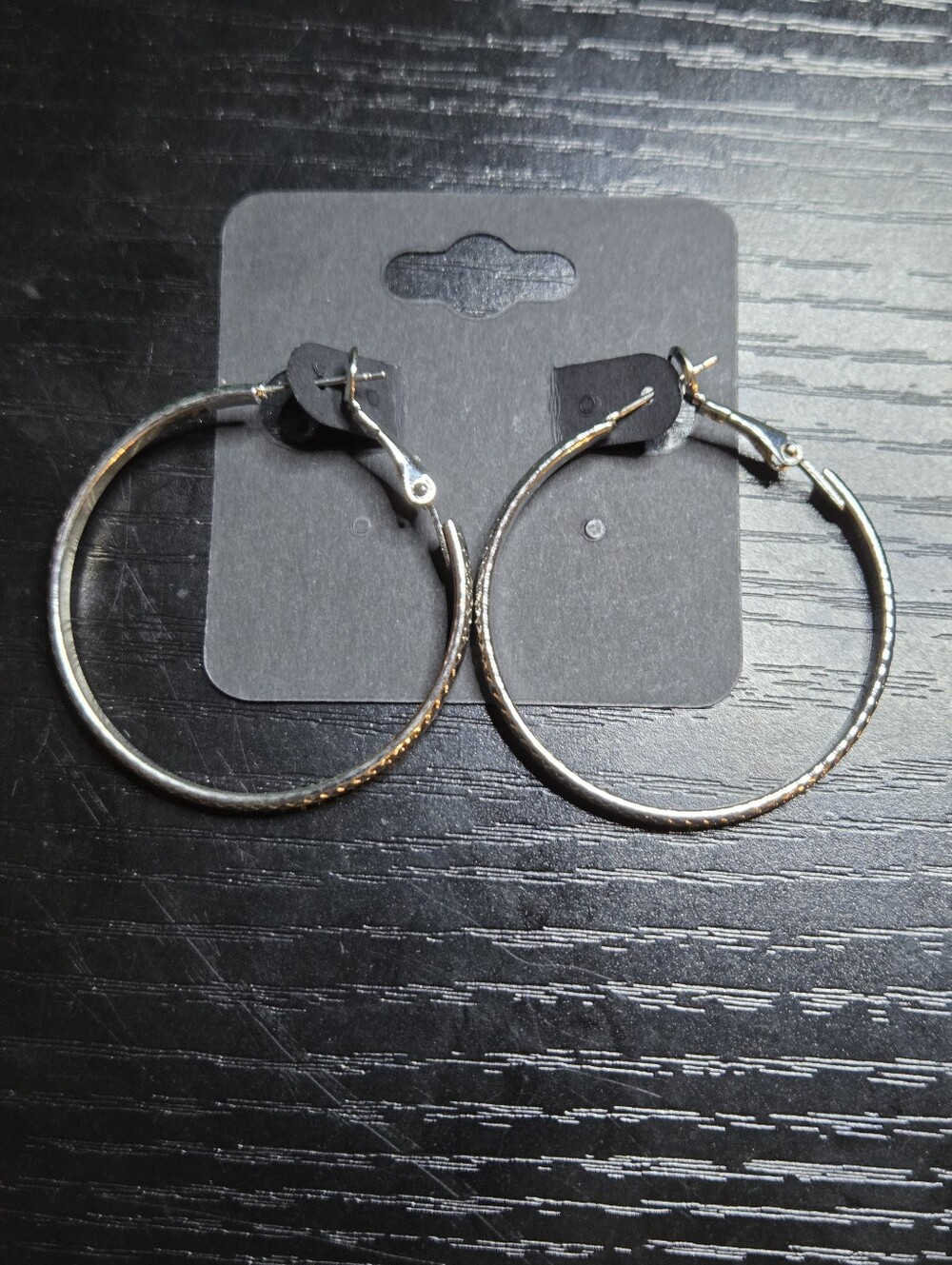 Silver Tone Textured Hoop Earrings